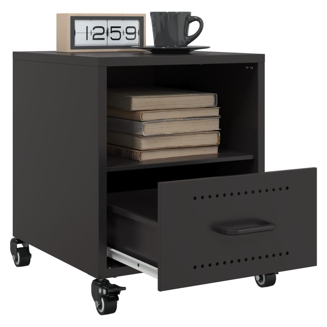 Bedside Cabinet Black 36x39x43.5 cm vidaXL Steel - Bedside Table from vidaXL