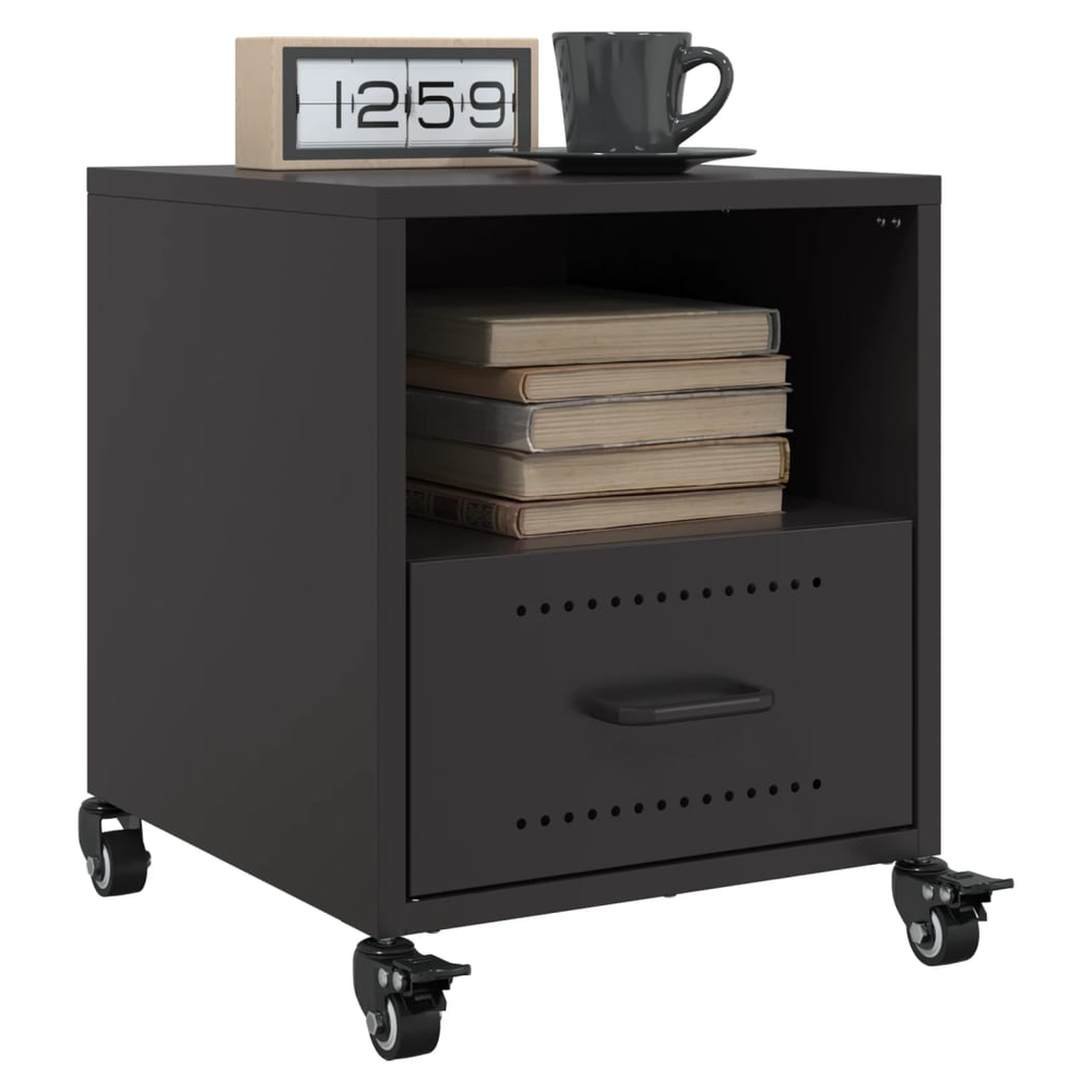 Bedside Cabinet Black 36x39x43.5 cm vidaXL Steel - Bedside Table from vidaXL