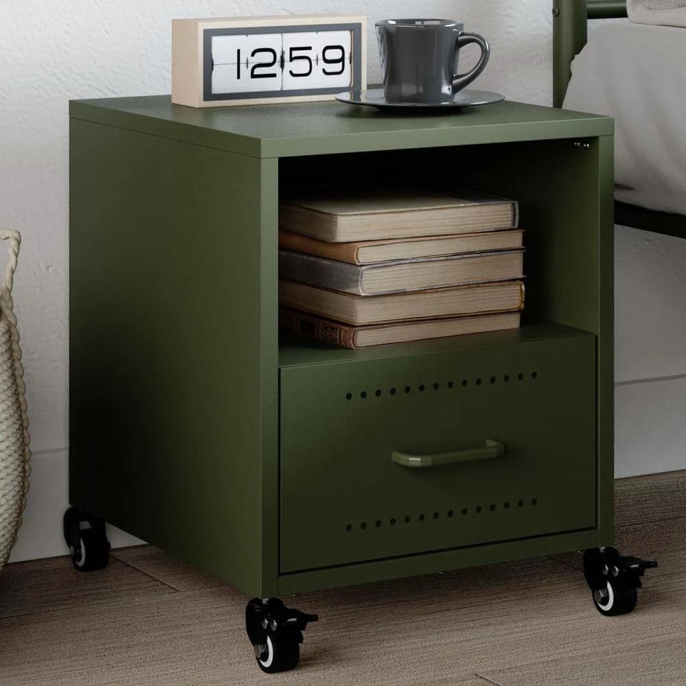 Bedside Cabinet Black 36x39x43.5 cm vidaXL Steel - Bedside Table from vidaXL