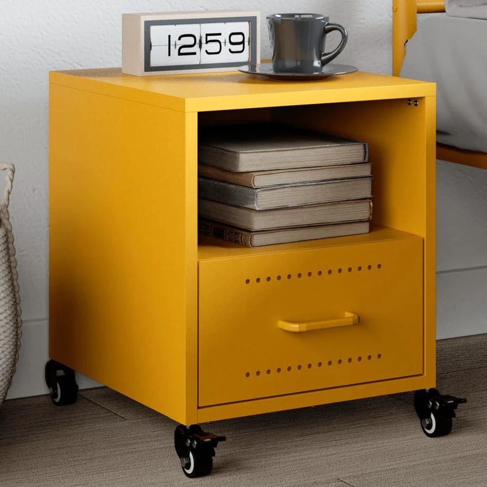 Bedside Cabinet Black 36x39x43.5 cm vidaXL Steel by vidaXL