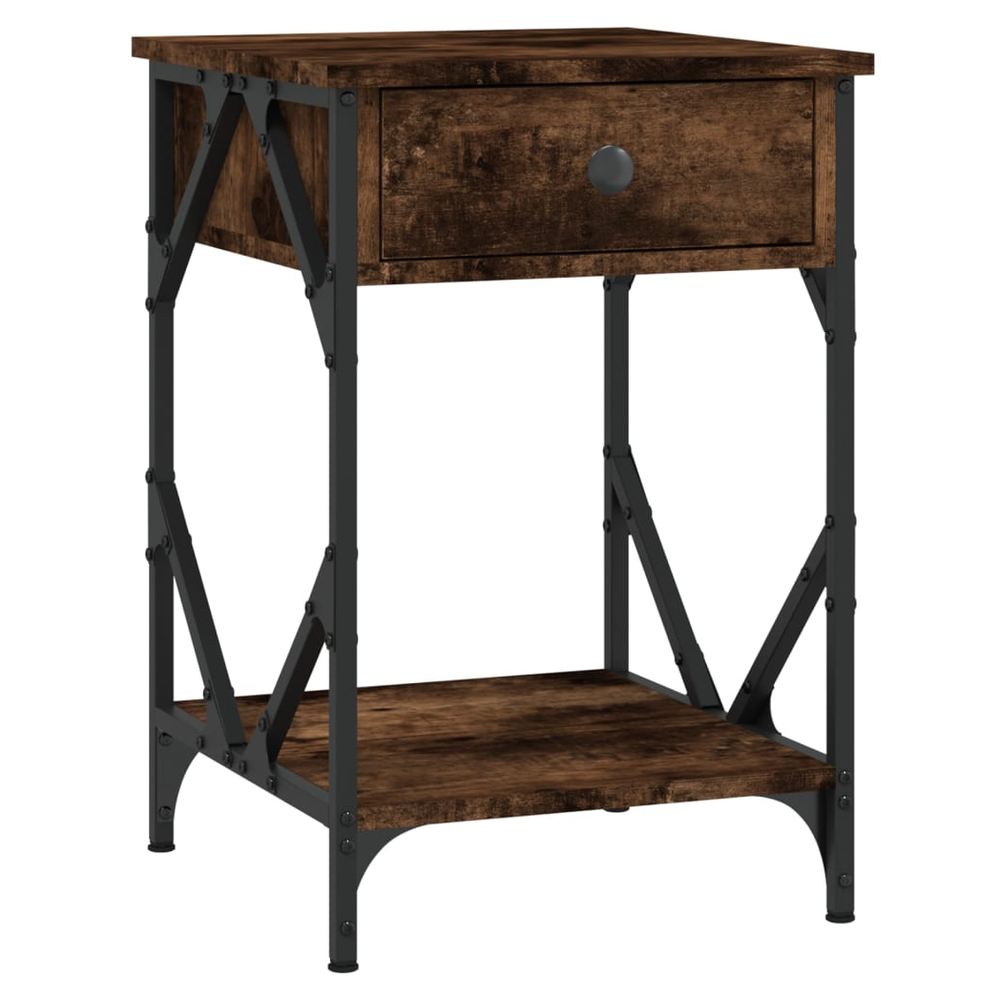 vidaXL Bedside Cabinet Smoked Oak 40x42x60 cm vidaXL Engineered Wood - Nightstands Bedside Table