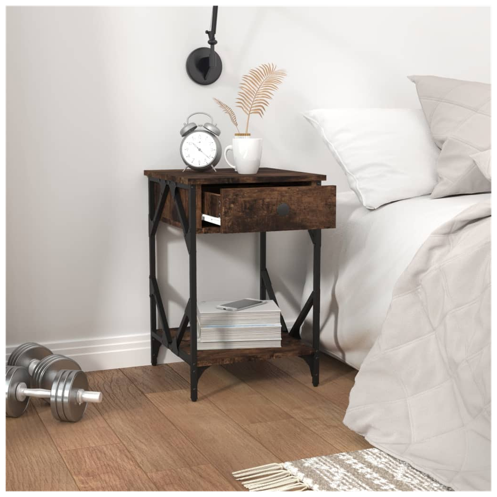 vidaXL Bedside Cabinet Smoked Oak 40x42x60 cm vidaXL Engineered Wood - Nightstands Bedside Table