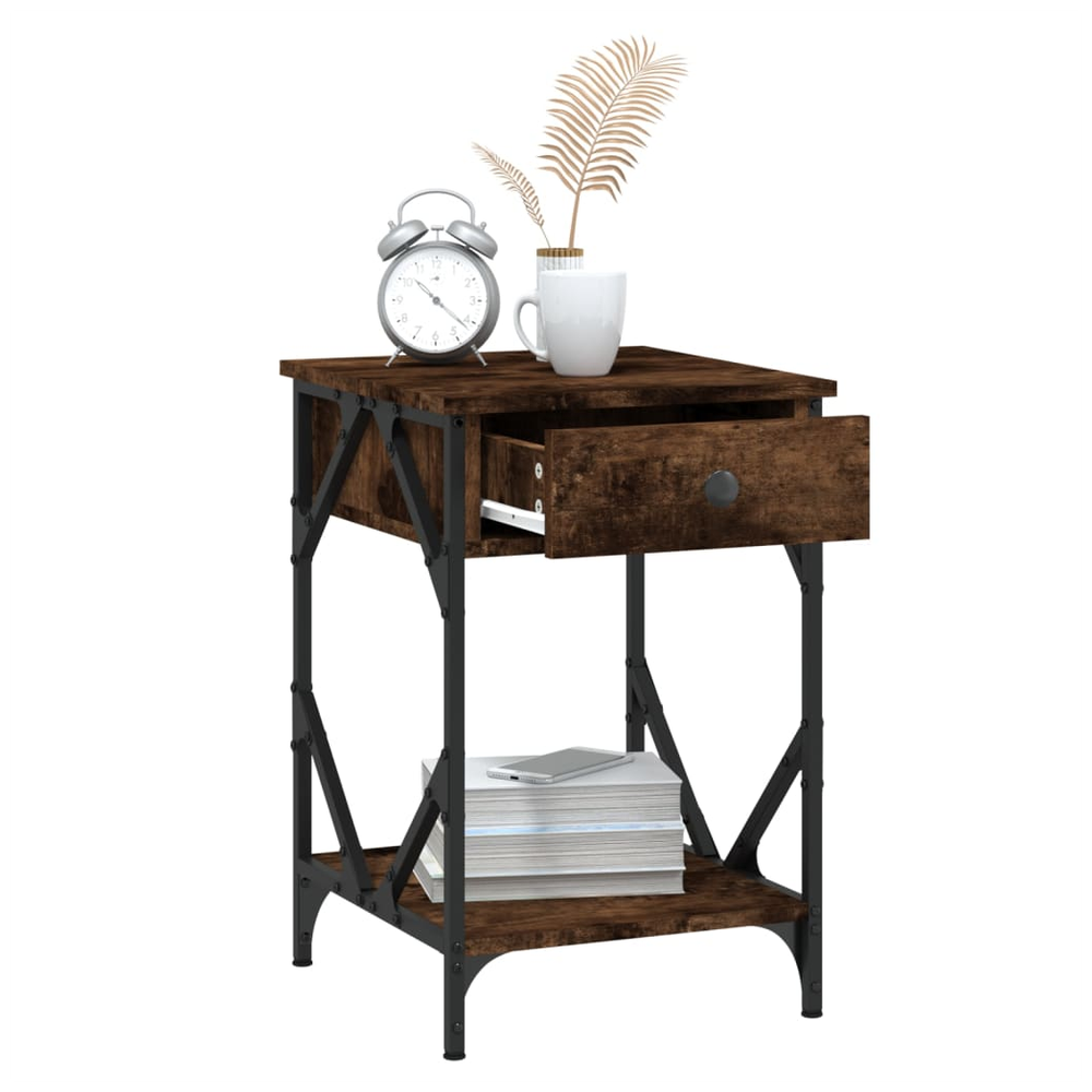 vidaXL Bedside Cabinet Smoked Oak 40x42x60 cm vidaXL Engineered Wood - Nightstands Bedside Table