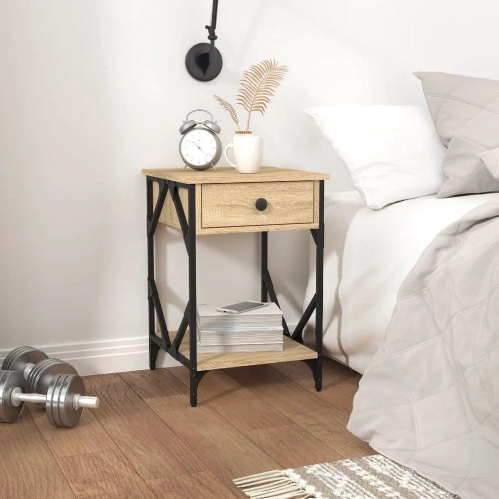 vidaXL Bedside Cabinet Smoked Oak 40x42x60 cm vidaXL Engineered Wood - Nightstands Bedside Table