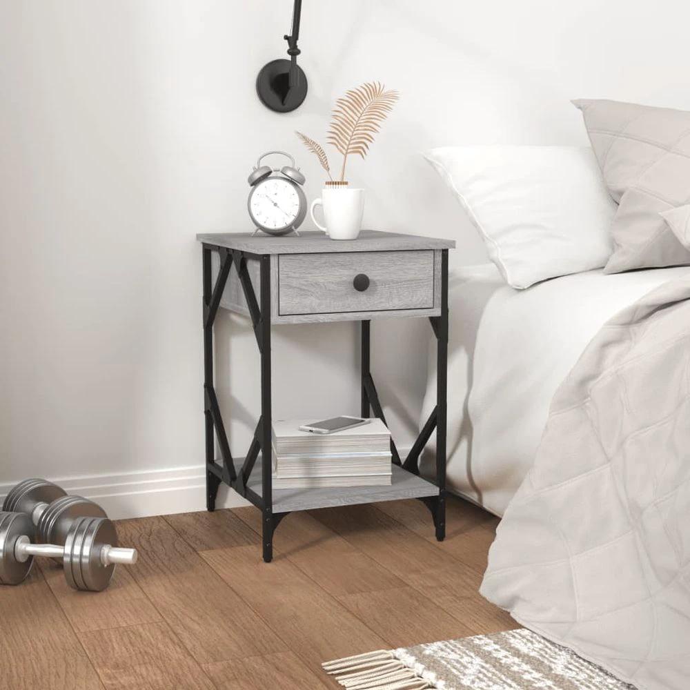 vidaXL Bedside Cabinet Smoked Oak 40x42x60 cm vidaXL Engineered Wood - Nightstands Bedside Table