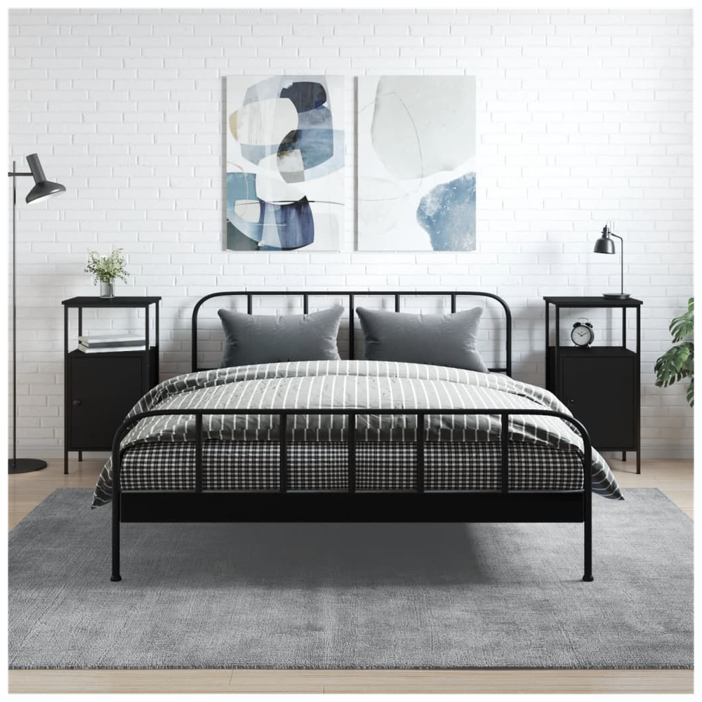 vidaXL Bedside Cabinets 2 pcs Black 41x31x80 cm vidaXL Engineered Wood - Nightstands Bedside Table
