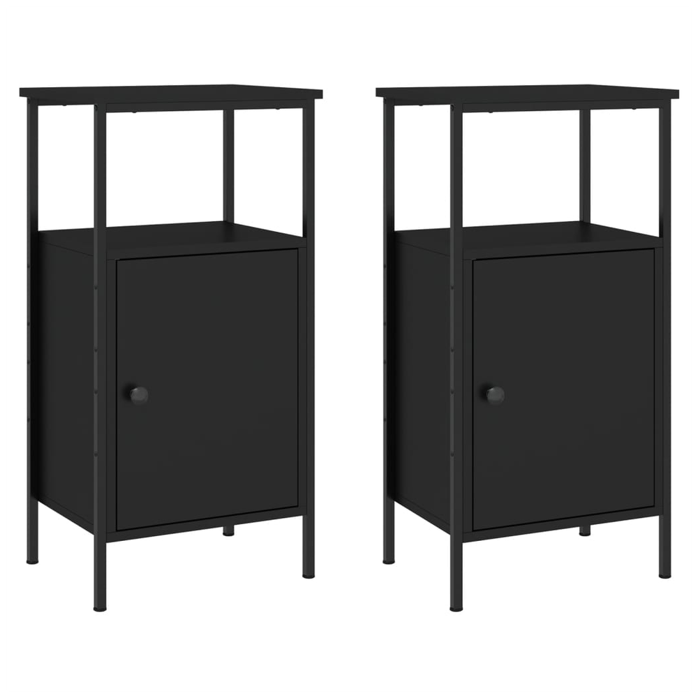 vidaXL Bedside Cabinets 2 pcs Black 41x31x80 cm vidaXL Engineered Wood - Nightstands Bedside Table