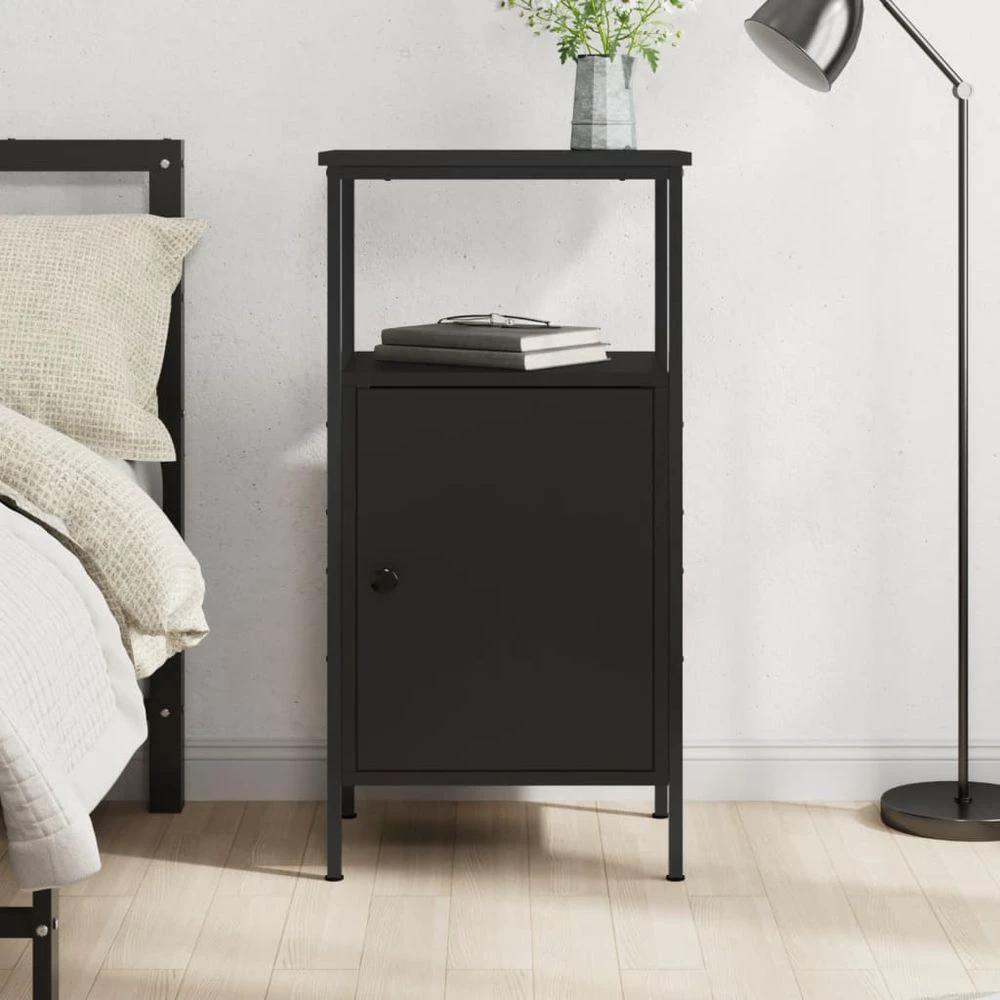 vidaXL Bedside Cabinets 2 pcs Black 41x31x80 cm vidaXL Engineered Wood - Nightstands Bedside Table