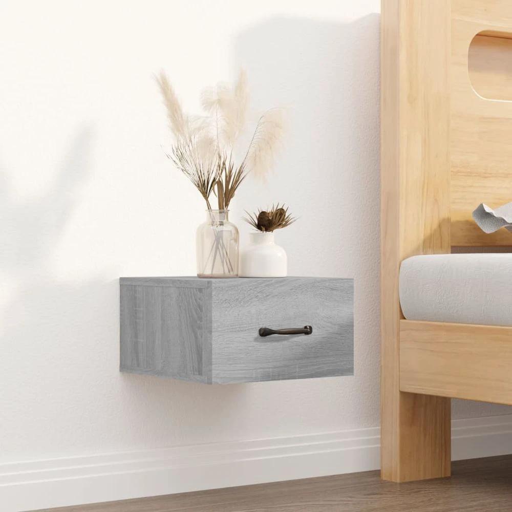 Wall-mounted Bedside Cabinet Smoked Oak 35x35x20 cm by vidaXL