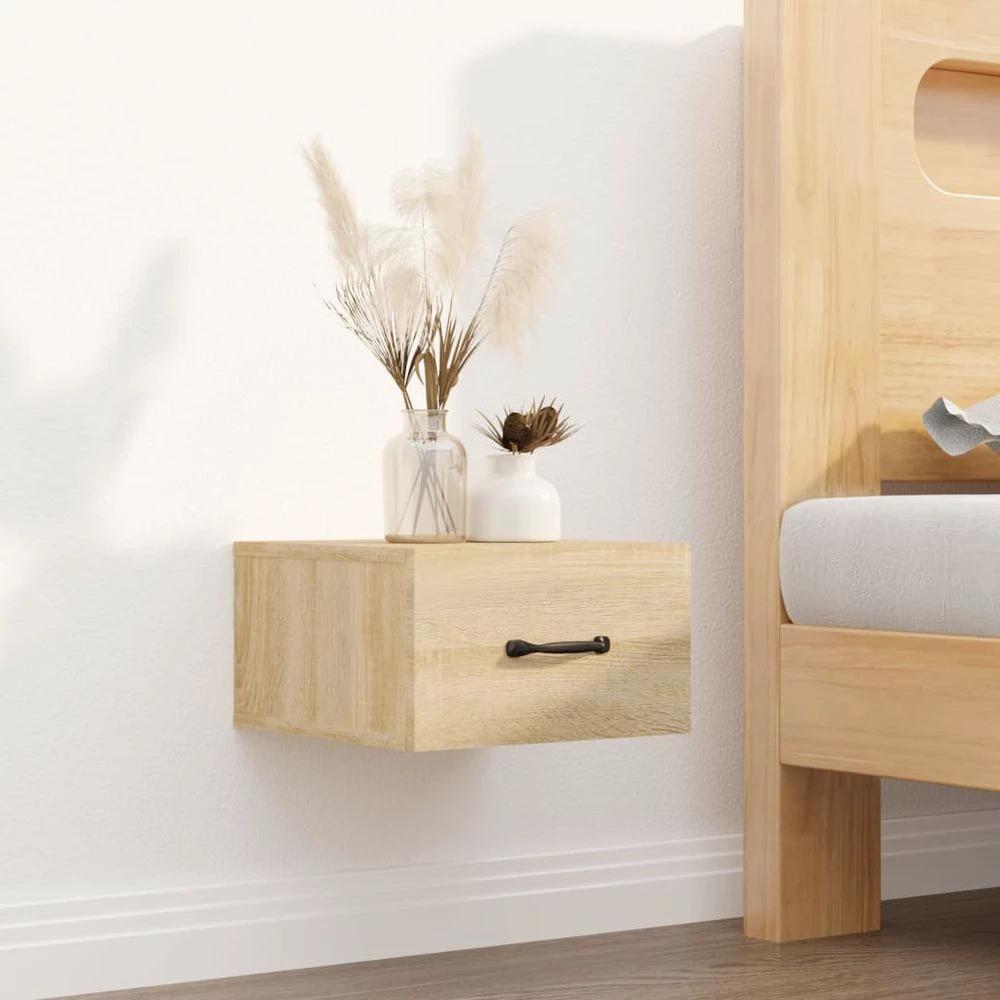 Wall-mounted Bedside Cabinet Smoked Oak 35x35x20 cm by vidaXL
