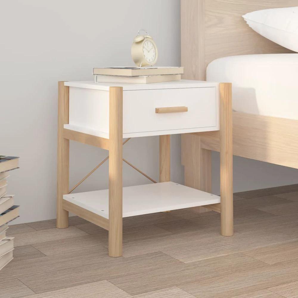 vidaXL Bedside Table White 42x38x45 cm vidaXL Engineered Wood - Nightstands Bedside Table