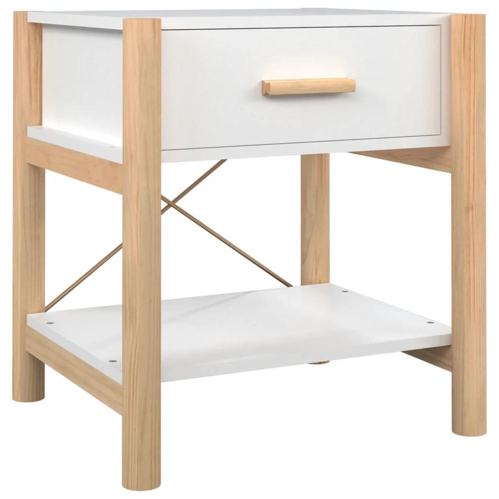 vidaXL Bedside Table White 42x38x45 cm vidaXL Engineered Wood - Nightstands Bedside Table
