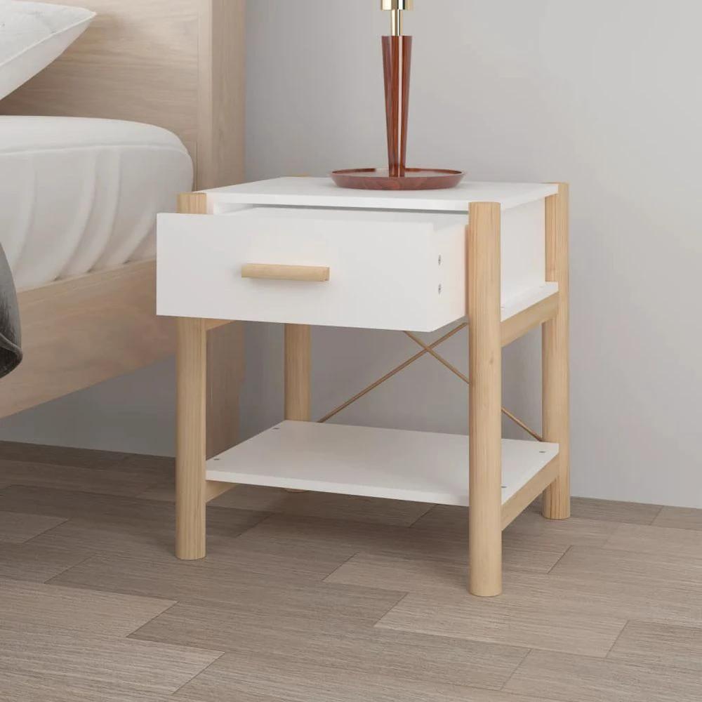 vidaXL Bedside Table White 42x38x45 cm vidaXL Engineered Wood - Nightstands Bedside Table