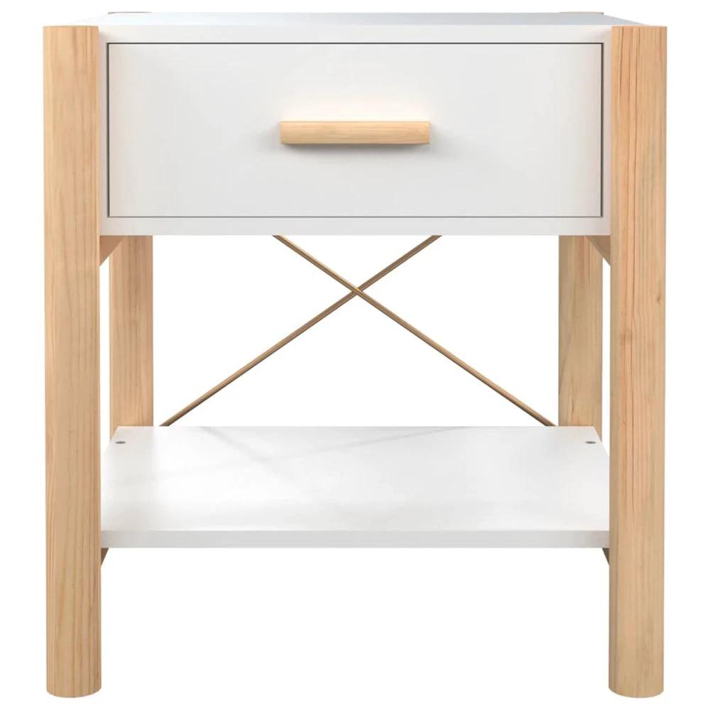 vidaXL Bedside Table White 42x38x45 cm vidaXL Engineered Wood - Nightstands Bedside Table