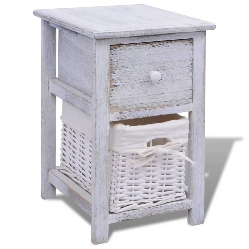 vidaXL Bedside Cabinet Wood White vidaXL - Nightstands Bedside Table