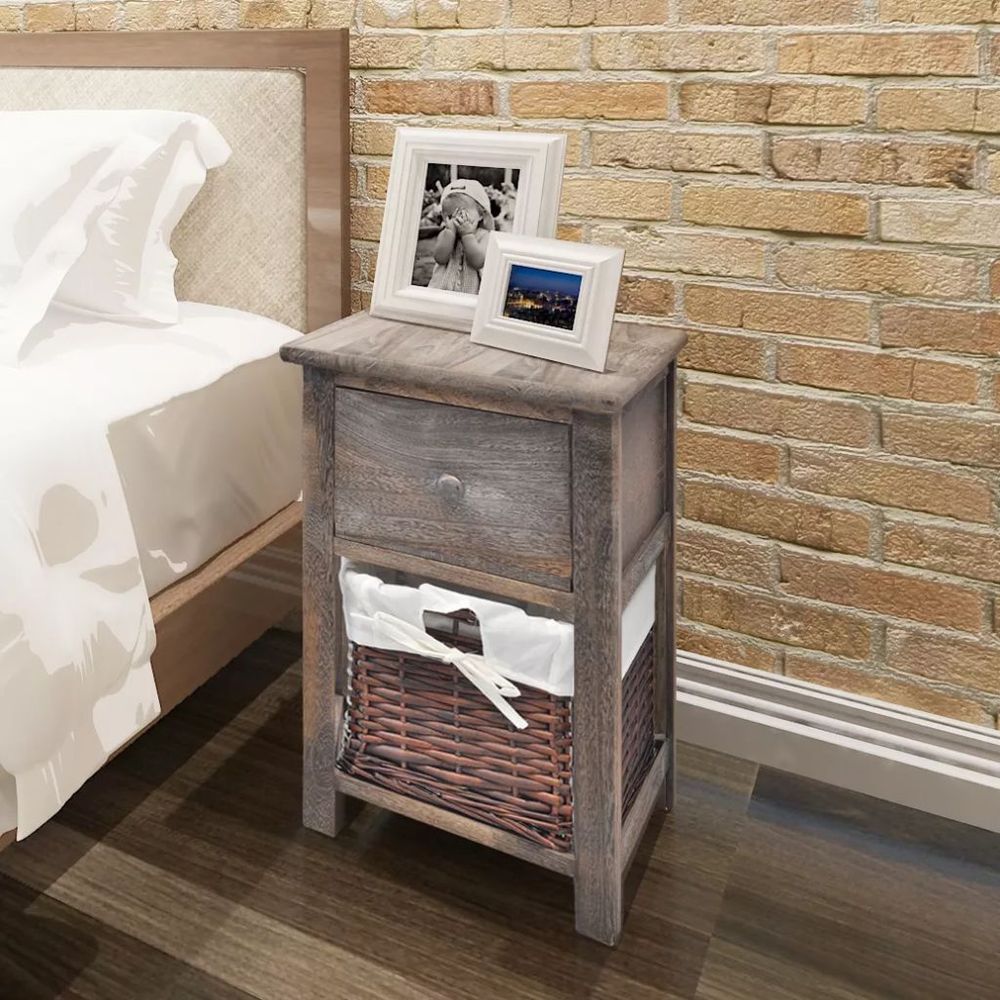 vidaXL Bedside Cabinet Wood White vidaXL - Nightstands Bedside Table