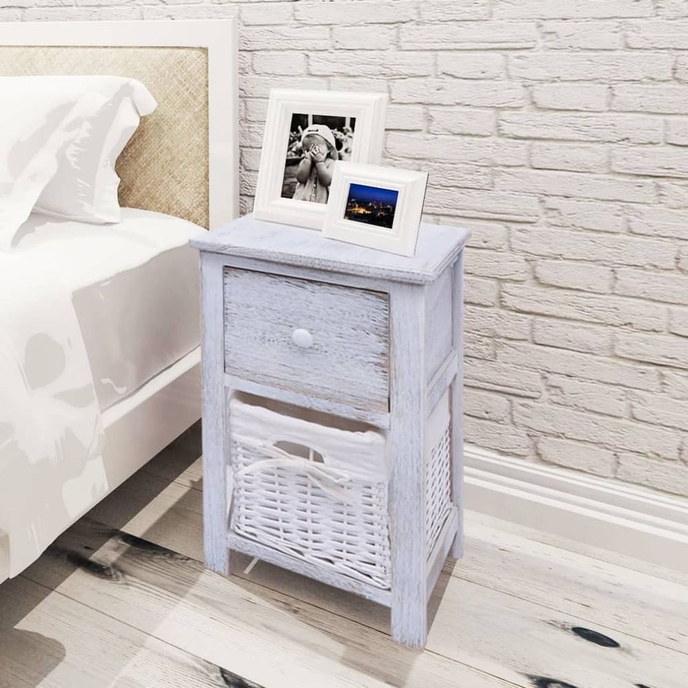vidaXL Bedside Cabinet Wood White vidaXL - Nightstands Bedside Table