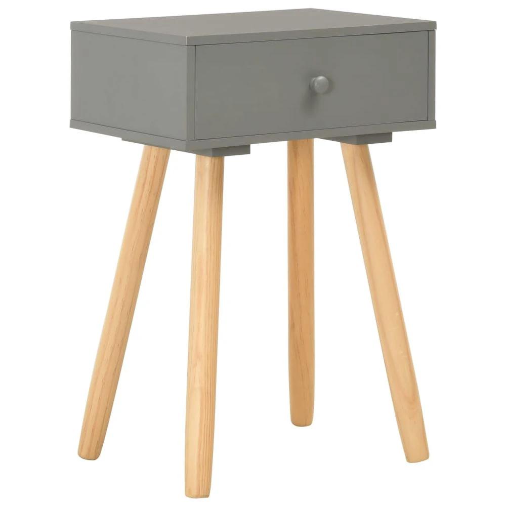 vidaXL Bedside Tables 2 pcs Grey Solid Pinewood vidaXL - Nightstands Bedside Table