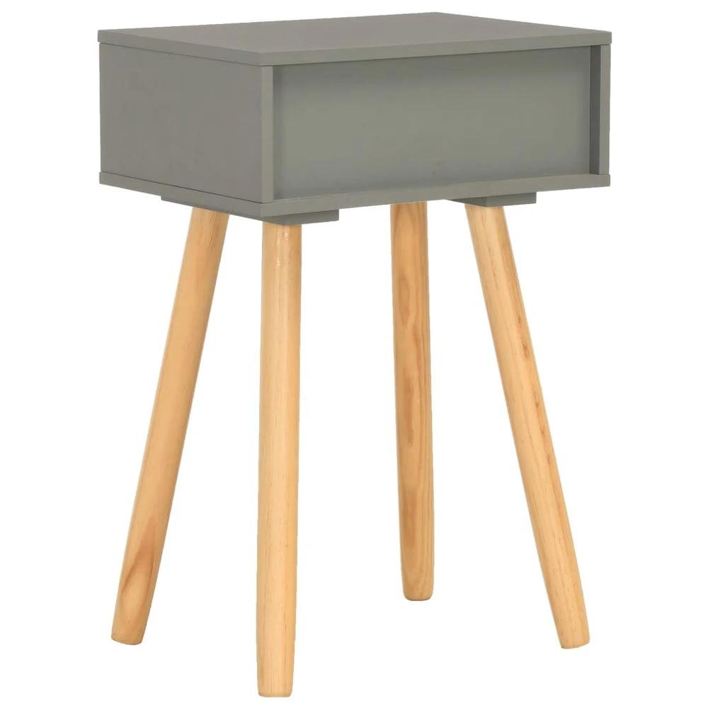 vidaXL Bedside Tables 2 pcs Grey Solid Pinewood vidaXL - Nightstands Bedside Table