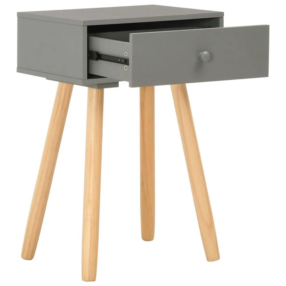 vidaXL Bedside Tables 2 pcs Grey Solid Pinewood vidaXL - Nightstands Bedside Table