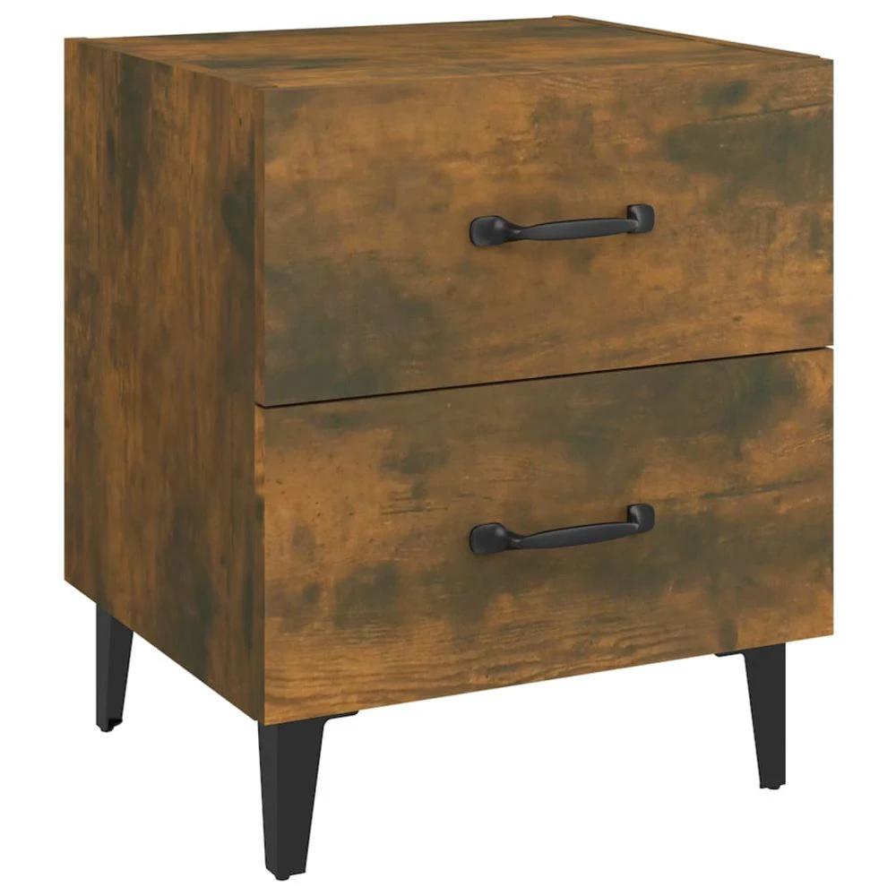 vidaXL Bedside Cabinet Smoked Oak 40x35x47.5 cm vidaXL - Nightstands Bedside Table