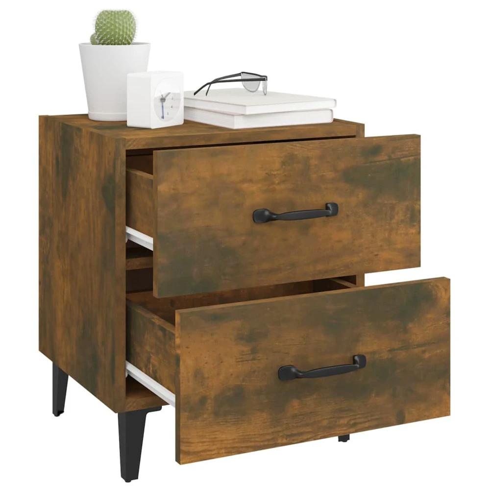 vidaXL Bedside Cabinet Smoked Oak 40x35x47.5 cm vidaXL - Nightstands Bedside Table
