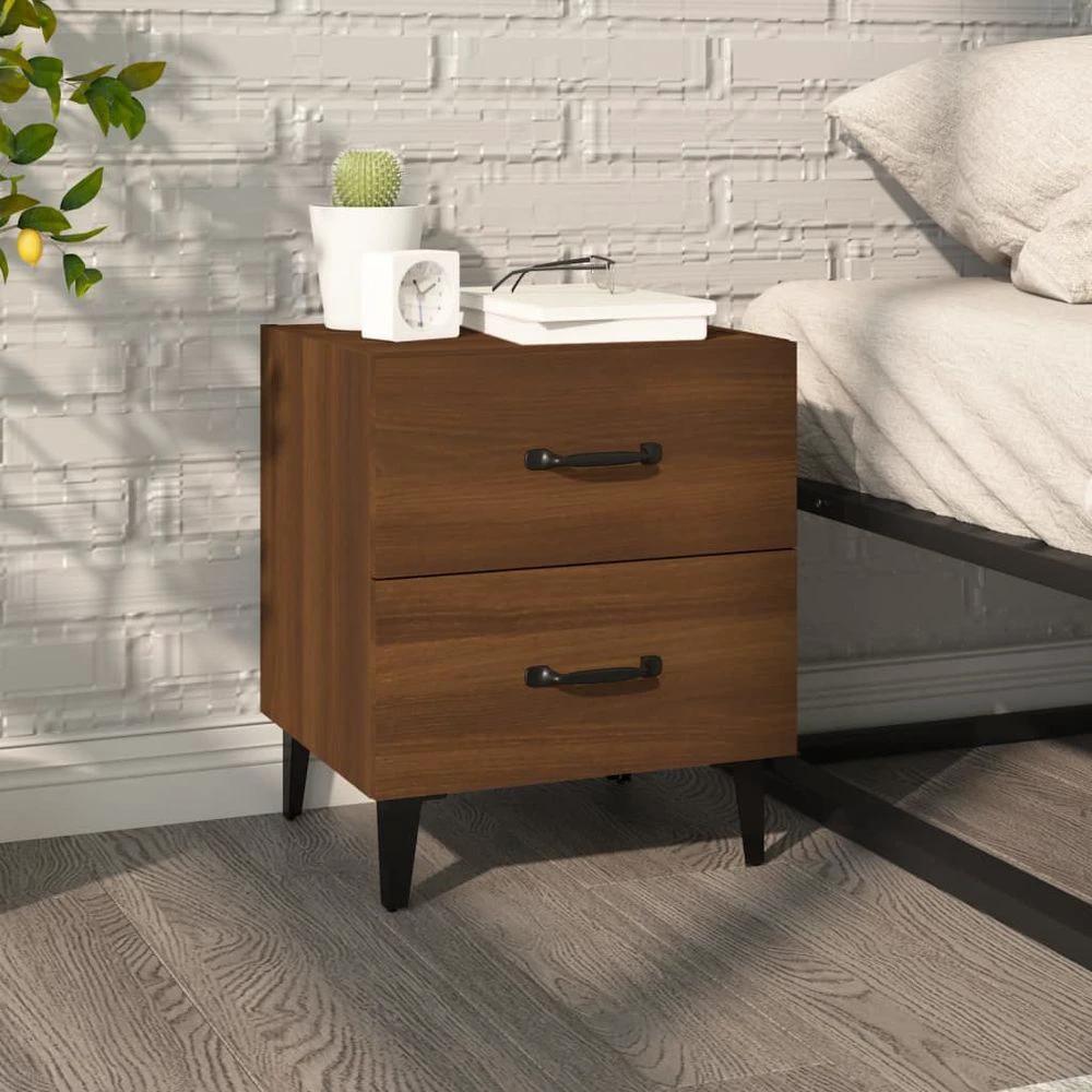 vidaXL Bedside Cabinet Smoked Oak 40x35x47.5 cm vidaXL - Nightstands Bedside Table
