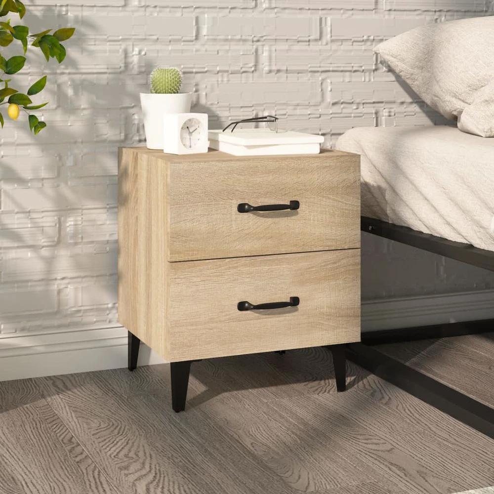 vidaXL Bedside Cabinet Smoked Oak 40x35x47.5 cm vidaXL - Nightstands Bedside Table
