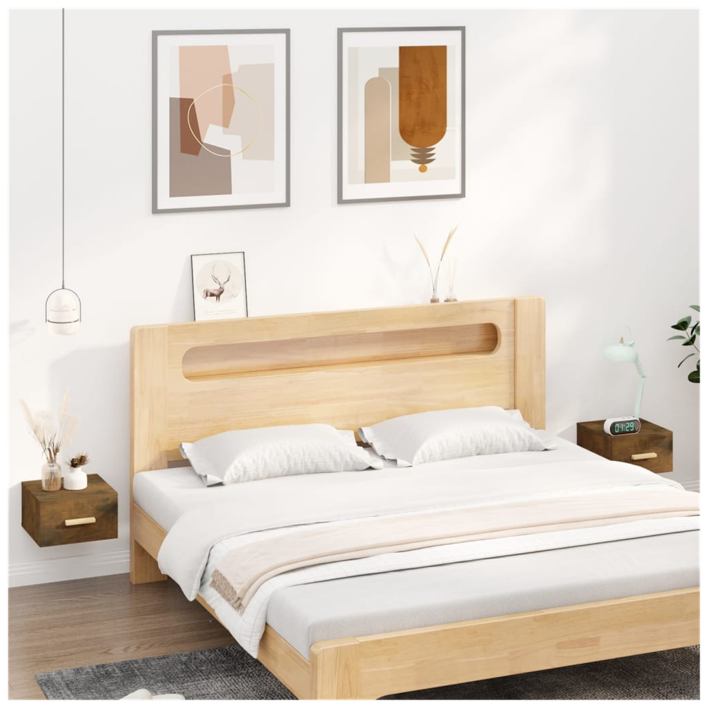 vidaXL Wall-mounted Bedside Cabinets 2 pcs Smoked Oak 35x35x20 cm - Nightstands Bedside Table