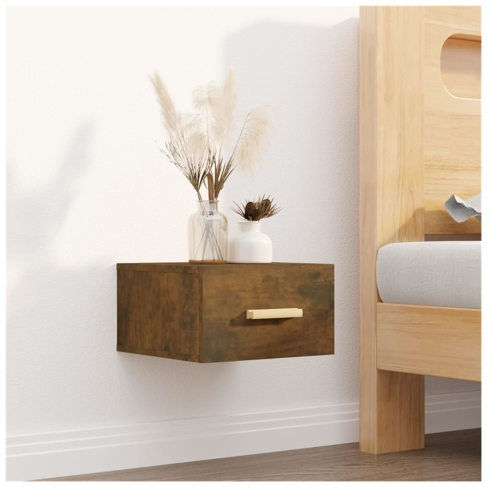 vidaXL Wall-mounted Bedside Cabinets 2 pcs Smoked Oak 35x35x20 cm - Nightstands Bedside Table