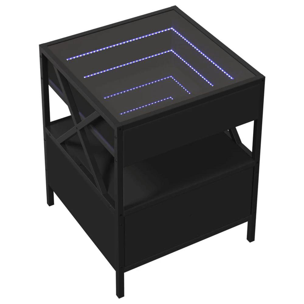 vidaXL Bedside Table with Infinity LED Black vidaXL 40x40x51 cm - Nightstands Bedside Table