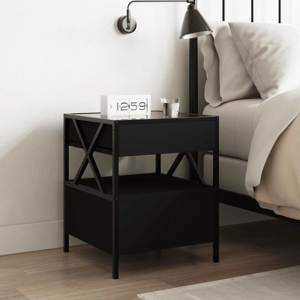 vidaXL Bedside Table with Infinity LED Black vidaXL 40x40x51 cm - Nightstands Bedside Table