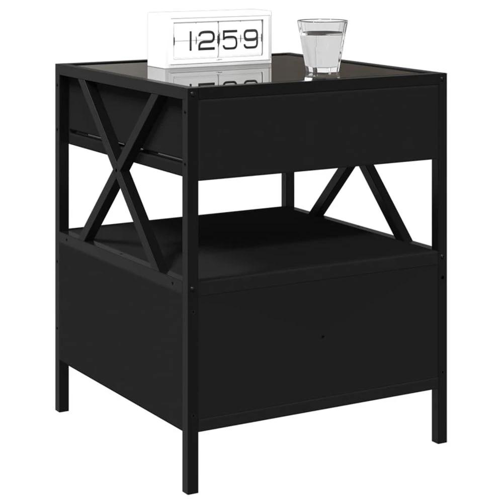vidaXL Bedside Table with Infinity LED Black vidaXL 40x40x51 cm - Nightstands Bedside Table