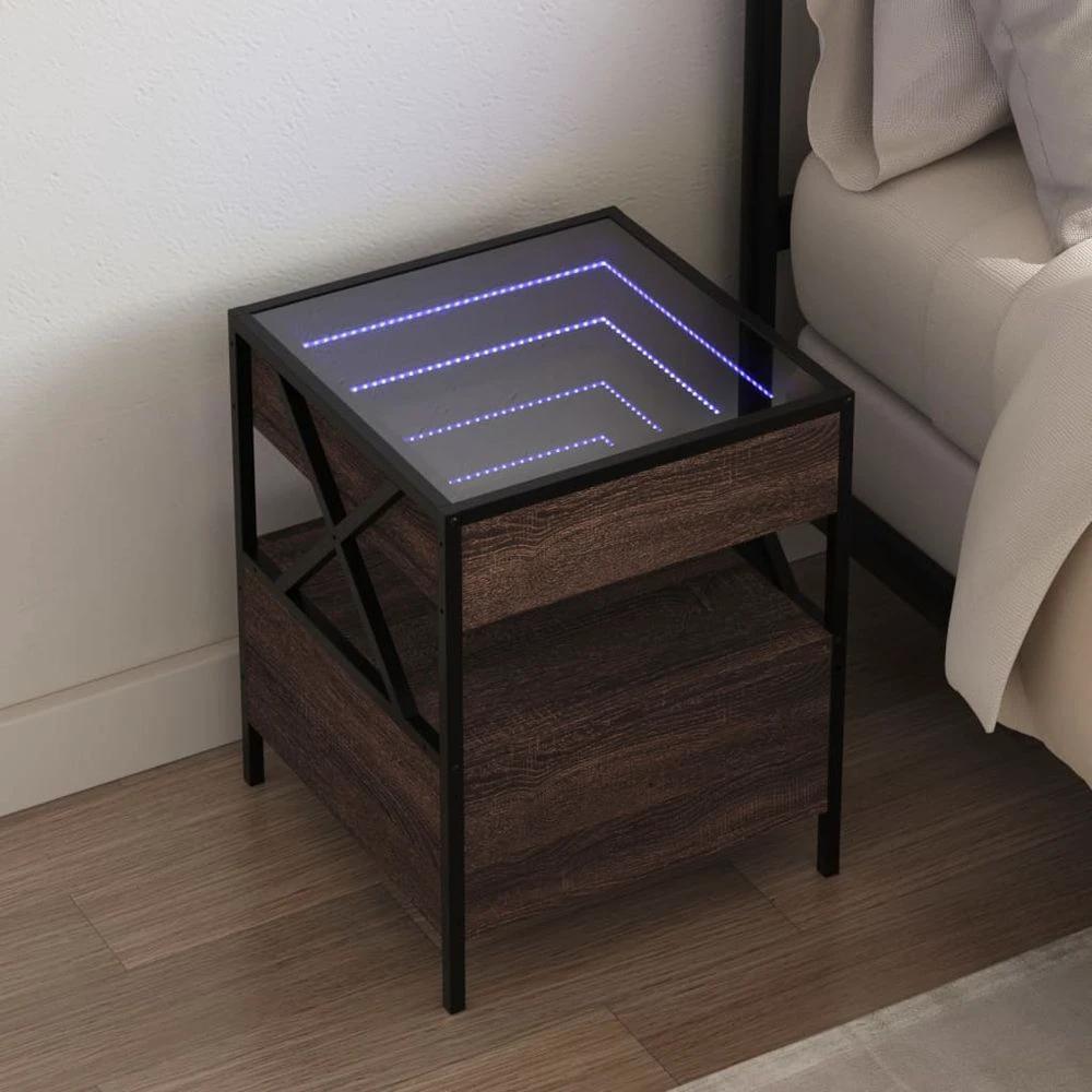 vidaXL Bedside Table with Infinity LED Black vidaXL 40x40x51 cm - Nightstands Bedside Table