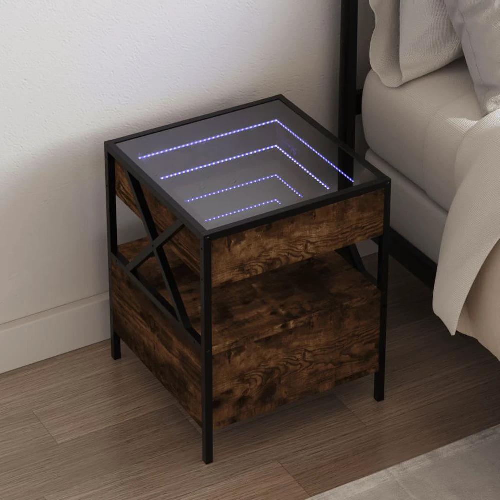 vidaXL Bedside Table with Infinity LED Black vidaXL 40x40x51 cm - Nightstands Bedside Table