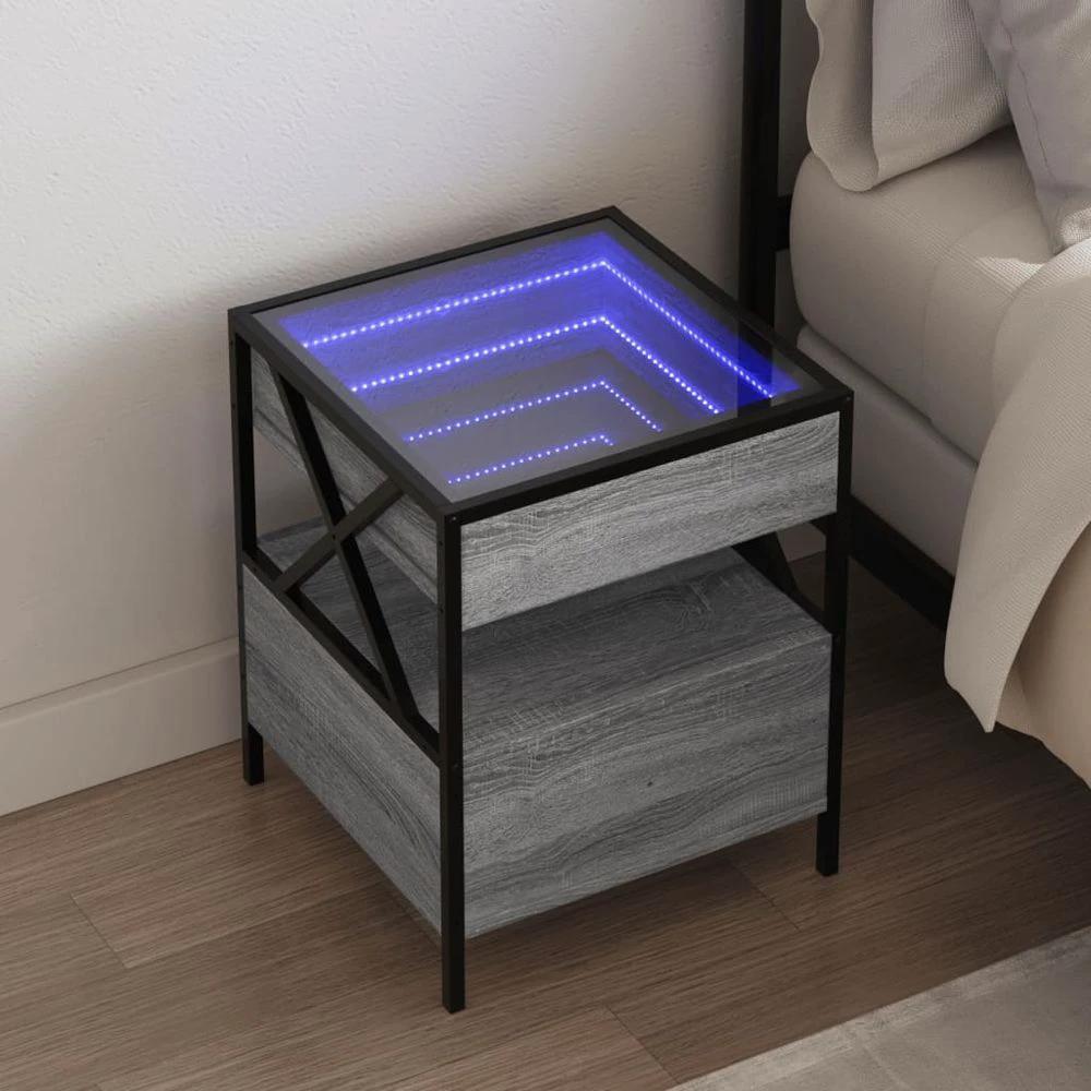 vidaXL Bedside Table with Infinity LED Black vidaXL 40x40x51 cm - Nightstands Bedside Table