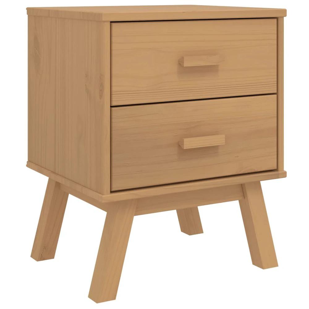 vidaXL Bedside Cabinet OLDEN vidaXL Brown Solid Wood Pine - Nightstands Bedside Table