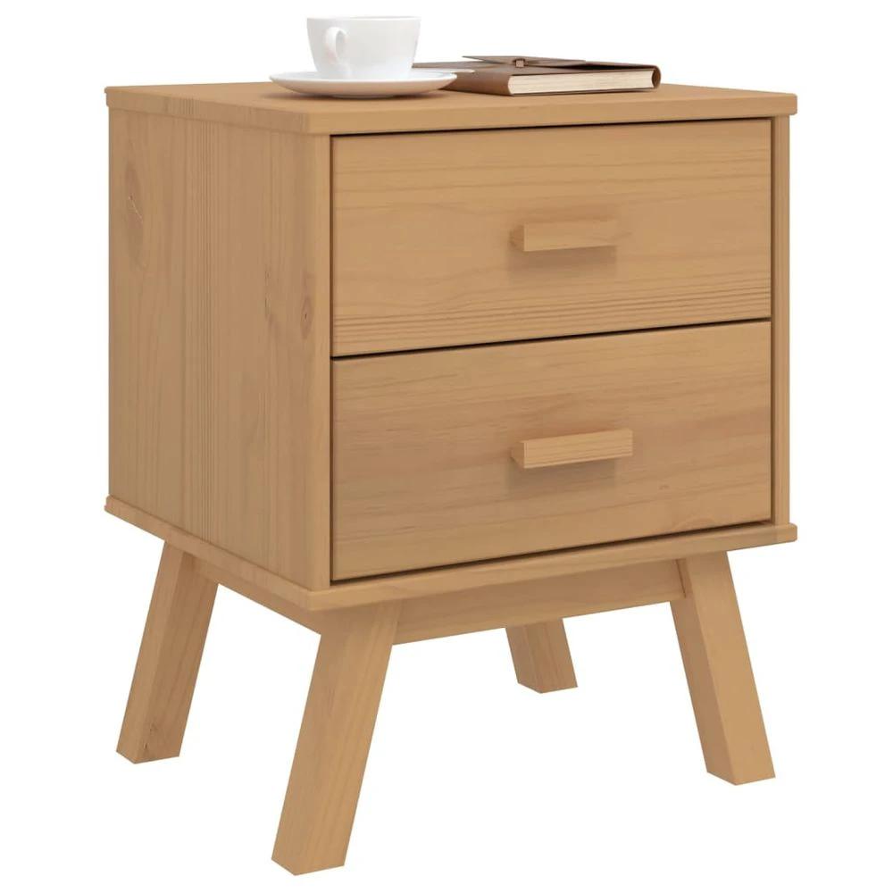 vidaXL Bedside Cabinet OLDEN vidaXL Brown Solid Wood Pine - Nightstands Bedside Table
