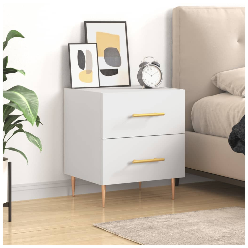 vidaXL Bedside Cabinet White 40x35x47.5 cm vidaXL Engineered Wood - Nightstands Bedside Table