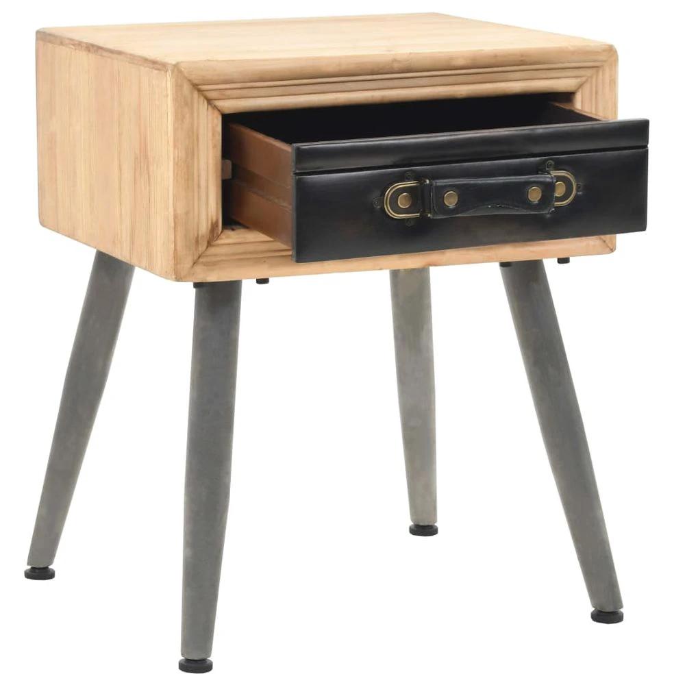 Bedside Table Solid Fir Wood vidaXL 43x38x50 cm by vidaXL