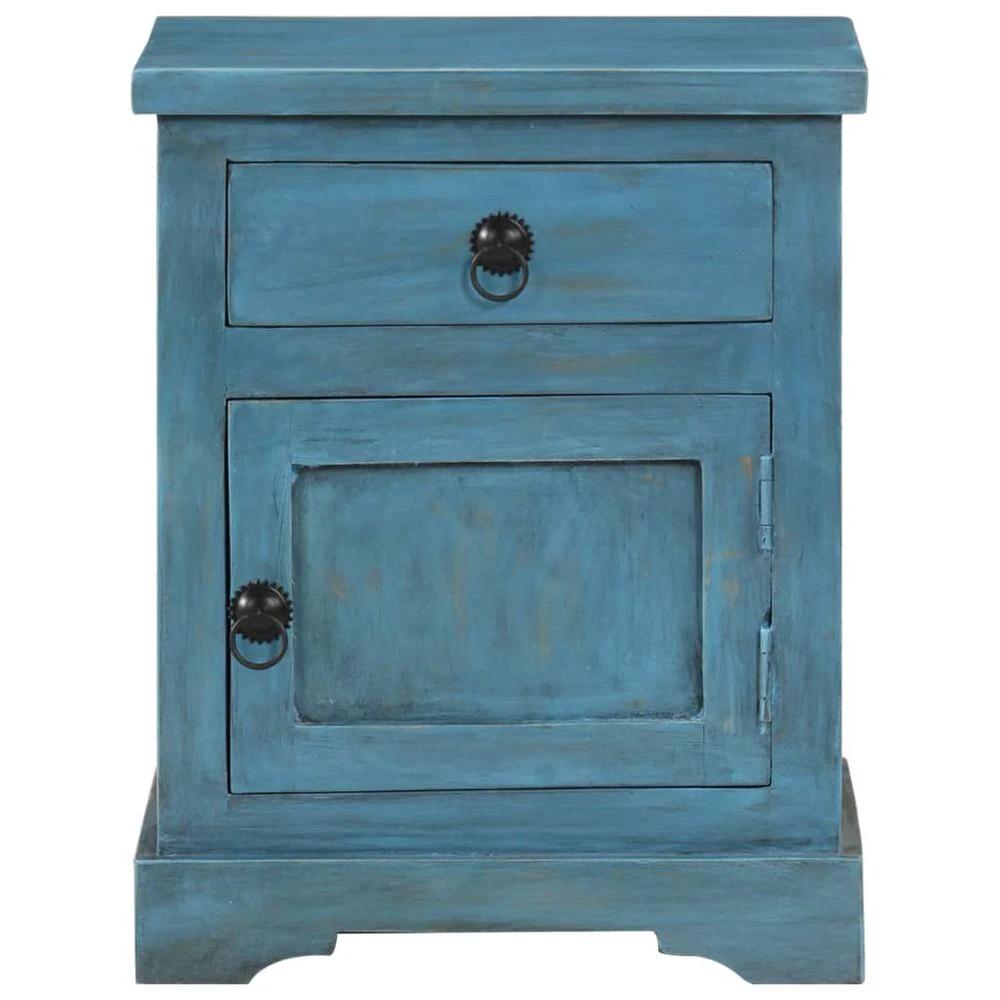 Bedside Table Solid Mango Wood vidaXL 40x30x50 cm Blue by vidaXL