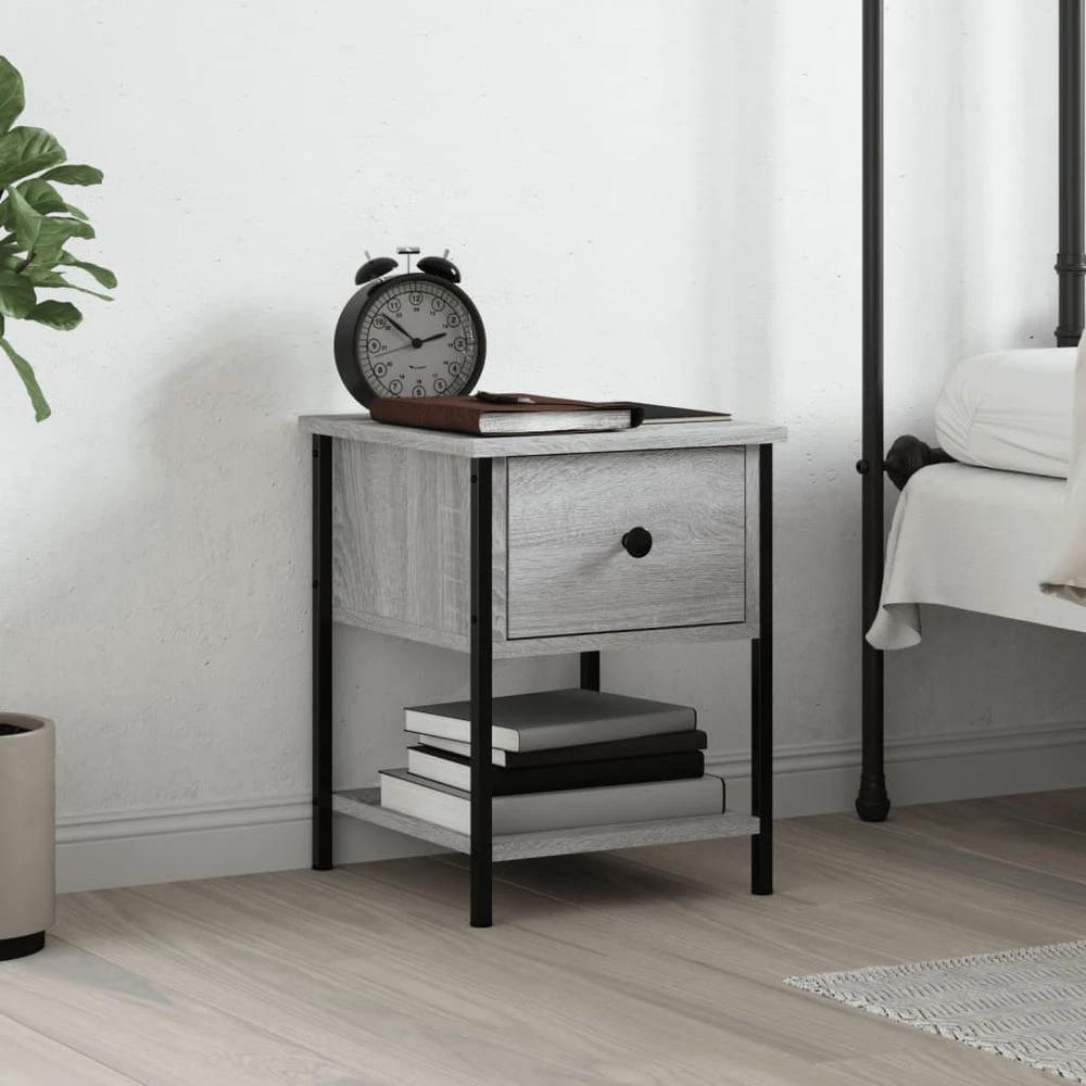 vidaXL vidaXL Bedside Table Grey Sonoma 34x35.5x45 cm Engineered Wood - Nightstands Bedside Table