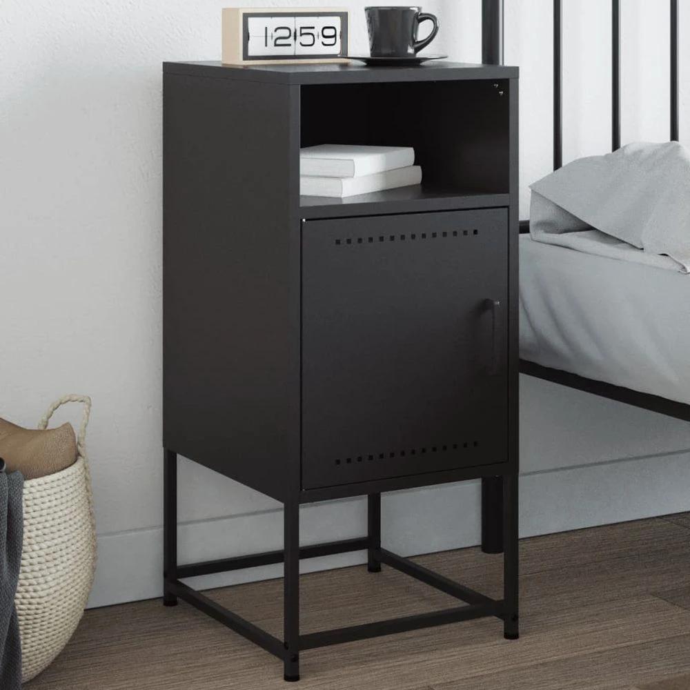 Bedside Cabinet Black 36x39x78 cm vidaXL Steel by vidaXL