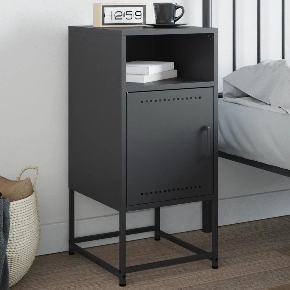 Bedside Cabinet Black 36x39x78 cm vidaXL Steel by vidaXL