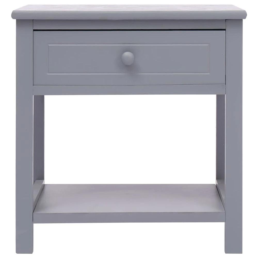 vidaXL Nightstand Grey 40x29x42 cm vidaXL Paulownia Wood - Nightstands Bedside Table