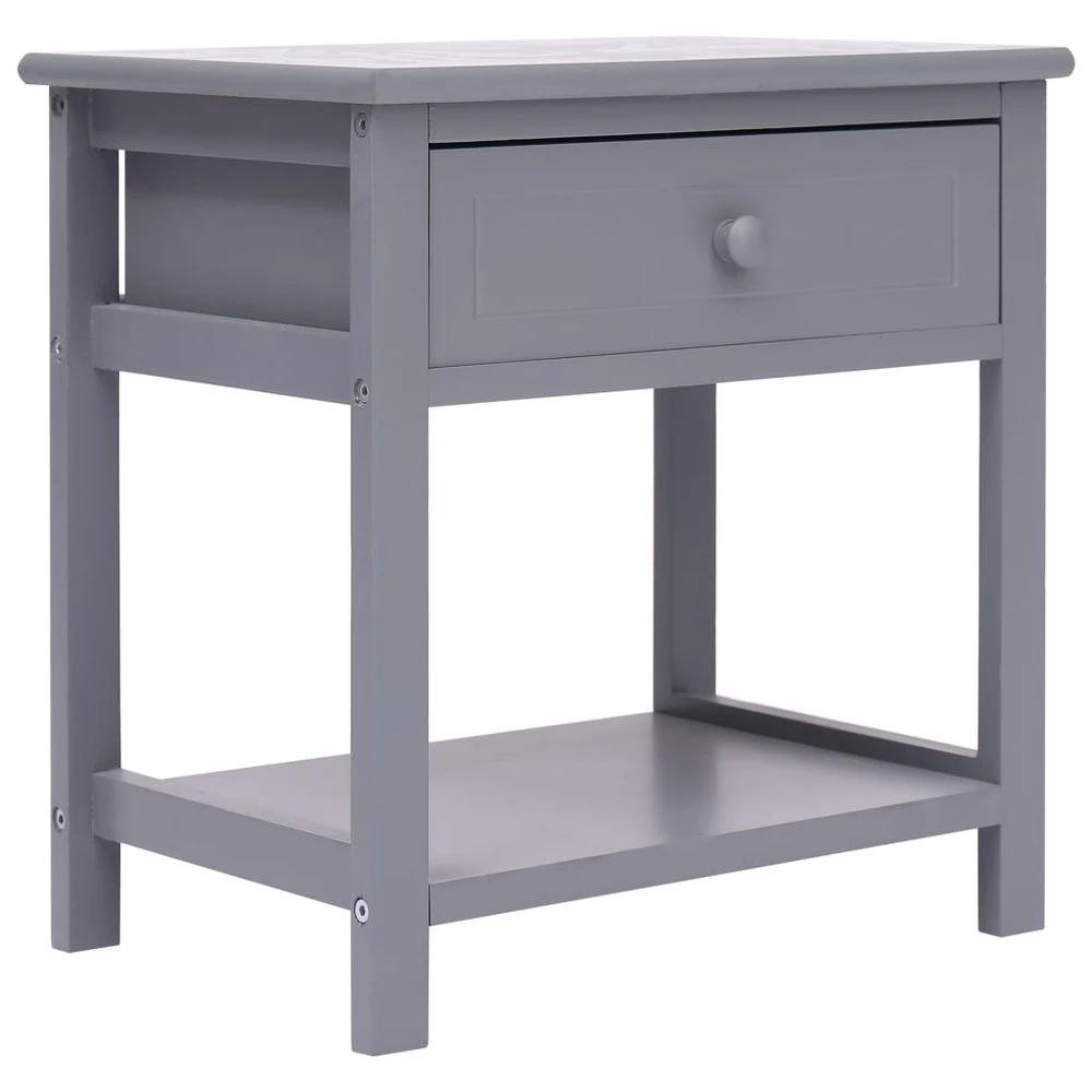 Nightstand Grey 40x29x42 cm vidaXL Paulownia Wood by vidaXL