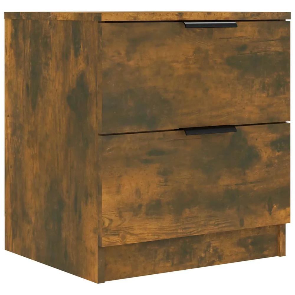 vidaXL Bedside Cabinet Smoked Oak Engineered Wood vidaXL - Nightstands Bedside Table
