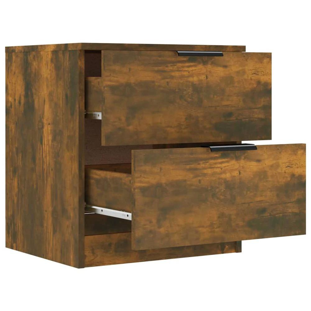 vidaXL Bedside Cabinet Smoked Oak Engineered Wood vidaXL - Nightstands Bedside Table