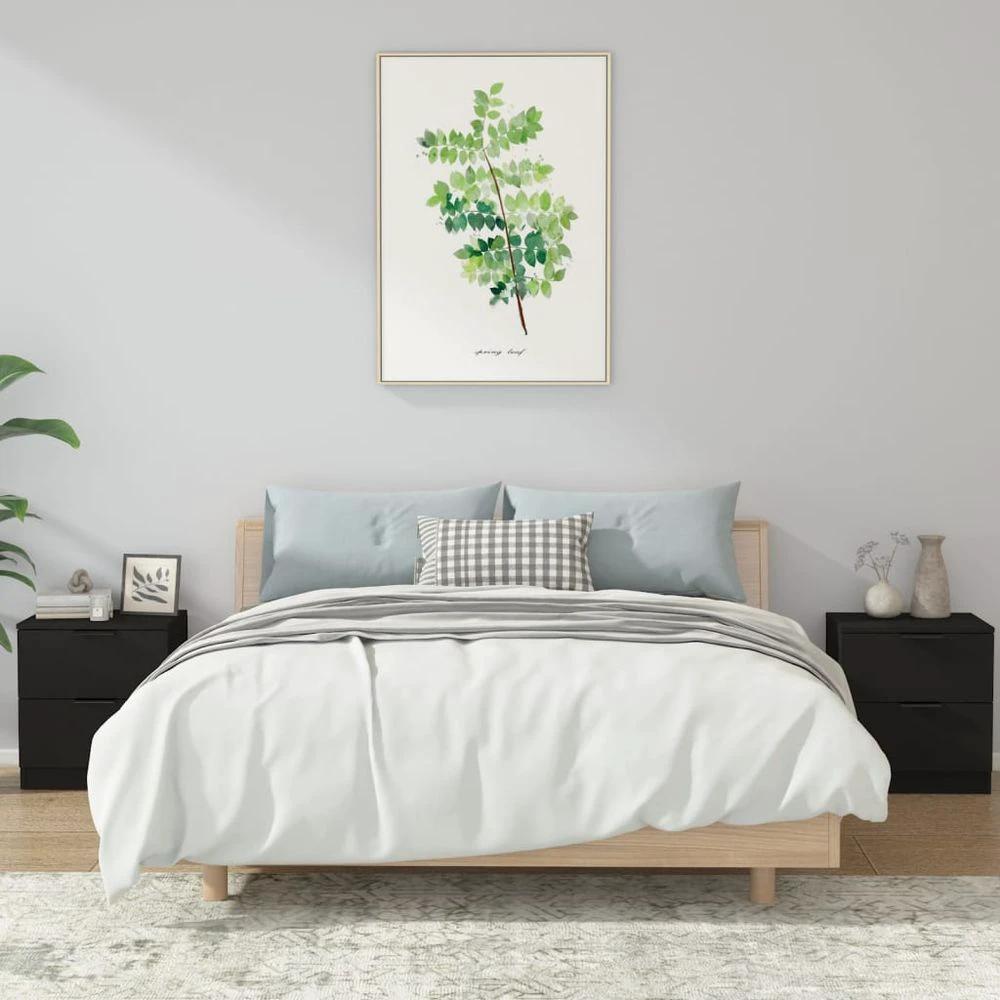 Bedside Cabinet Smoked Oak Engineered Wood vidaXL by vidaXL
