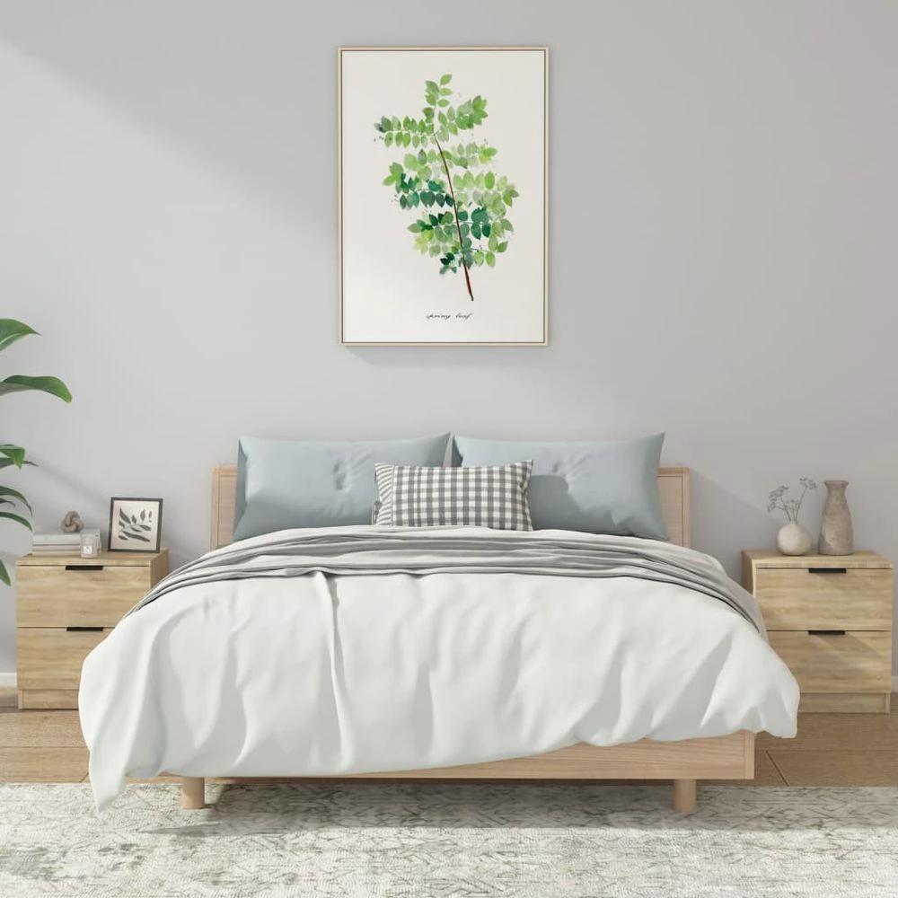 Bedside Cabinet Smoked Oak Engineered Wood vidaXL by vidaXL